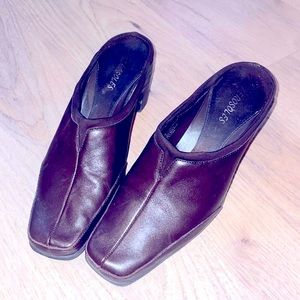 Aerosoles Y2K brown leather heeled mule 8.5 square toe